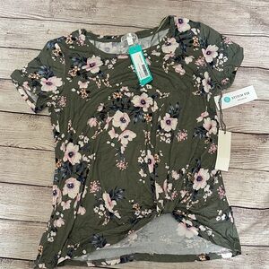 Nine Britton Floral Green Women's Top Size Small